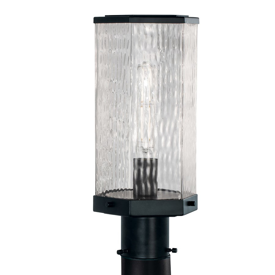 Atlas Lighting Polygon 12.75''H 1Lt Outdoor Post Light, Black/Clear