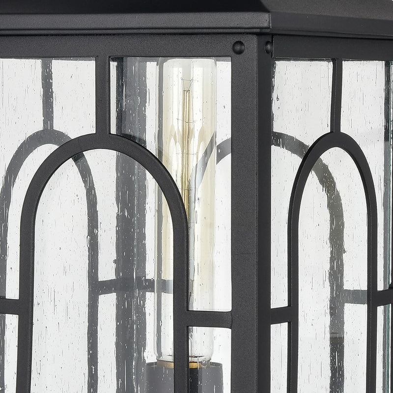 Atlas Lighting Triumph 19.75in 1-Light Outdoor Post Light | Traditional Textured Black and Seeded Glass Lantern | Driveway | Model OL11275-BK