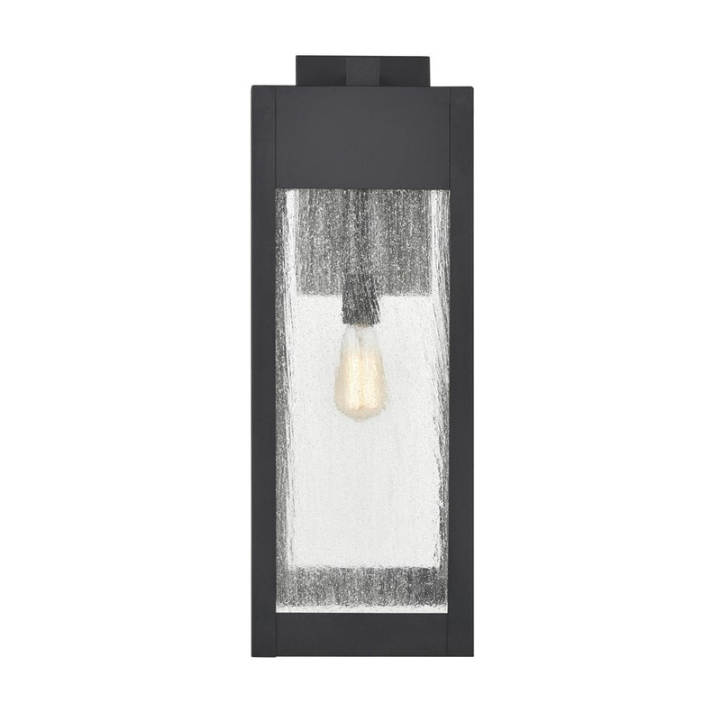 Atlas Lighting Angus 26.25in 1-Light Outdoor Sconce | Transitional Charcoal and Seeded Glass Rectangular | Entryway & Covered | Model OL11287-BK