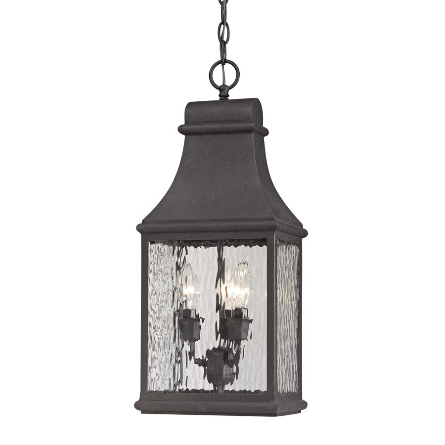 Atlas Lighting Forged Jefferson 9''W 3Lt Outdoor Pendant, Charcoal