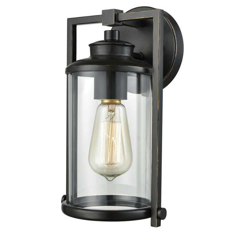 Atlas Lighting Frampton 11in 1-Light Outdoor Sconce | Transitional Aged Bronze and Clear Glass | Entryway & Patio | 7 x 6 x 11 in | Model OL11318-BZ
