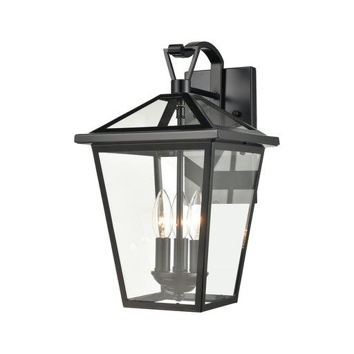 Atlas Lighting Main Street 16''H 3Lt Outdoor Sconce, Black/Clear - OL11339-BK