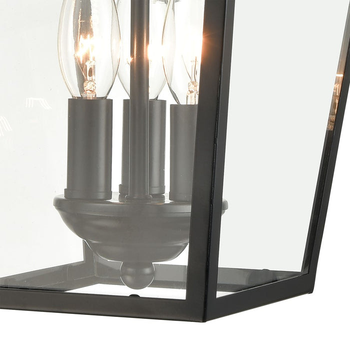 Atlas Lighting Main Street 16''H 3Lt Outdoor Sconce, Black/Clear