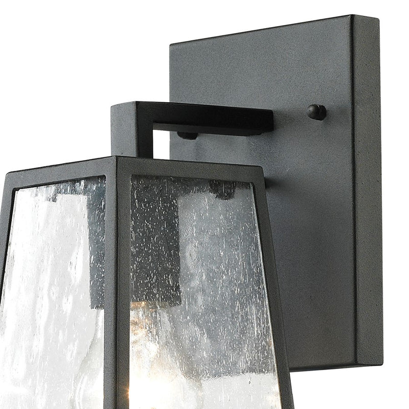 Atlas Lighting Meditterano 12in 1-Light Outdoor Sconce | Transitional Matte Black and Clear Seeded Glass | Entryway & Patio | Model OL11350-BK