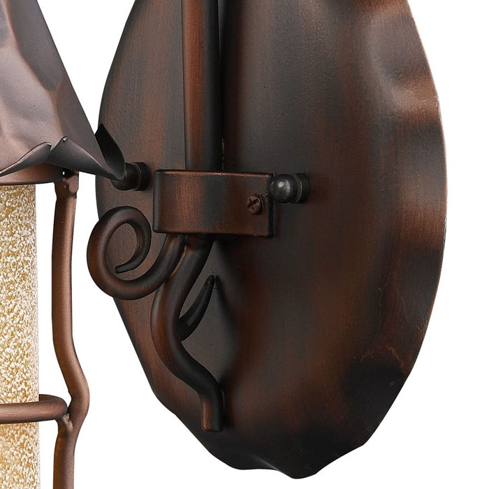 Atlas Lighting Rustica 14'' High 1Lt Outdoor Sconce, Copper/Amber