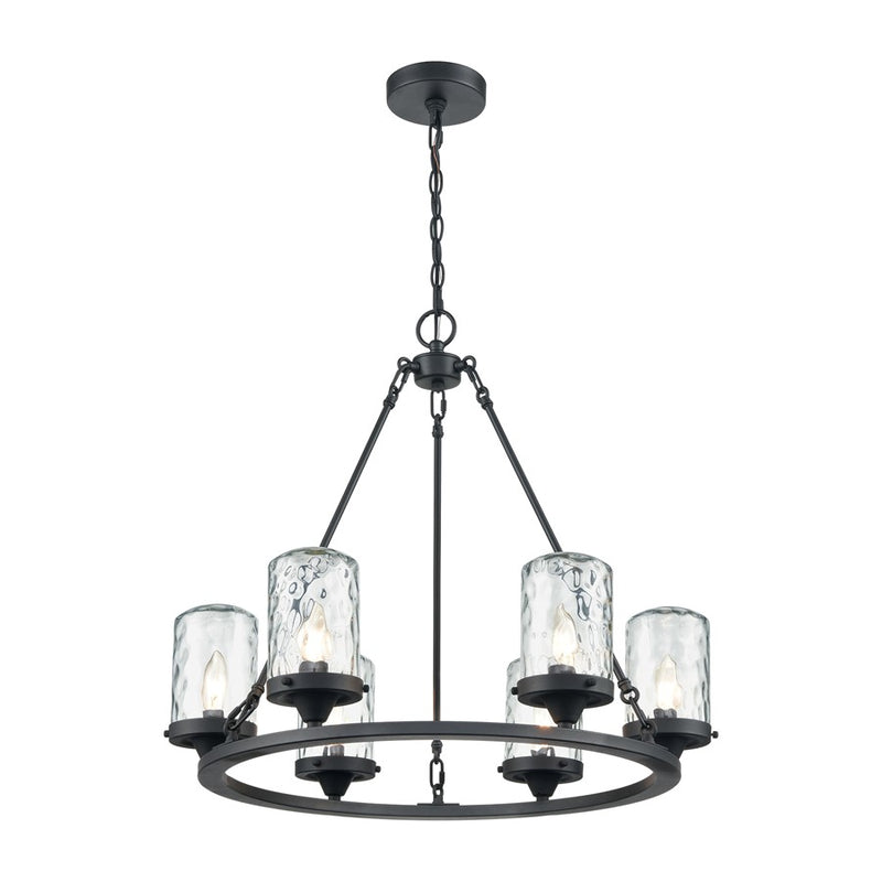 Atlas Lighting Torch 26'' Wide 6Lt Outdoor Pendant, Black/Clear
