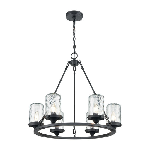Atlas Lighting Torch 26'' Wide 6Lt Outdoor Pendant, Black/Clear