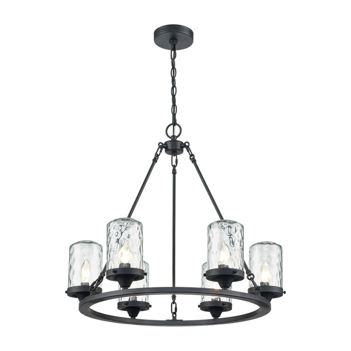 Atlas Lighting Torch 26'' Wide 6Lt Outdoor Pendant, Black/Clear