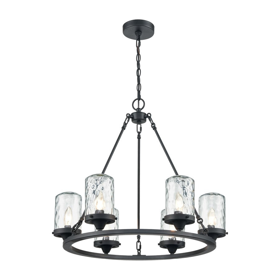 Atlas Lighting Torch 26'' Wide 6Lt Outdoor Pendant, Black/Clear