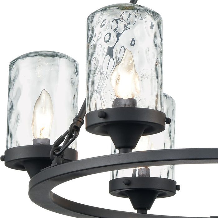 Atlas Lighting Torch 26'' Wide 6Lt Outdoor Pendant, Black/Clear