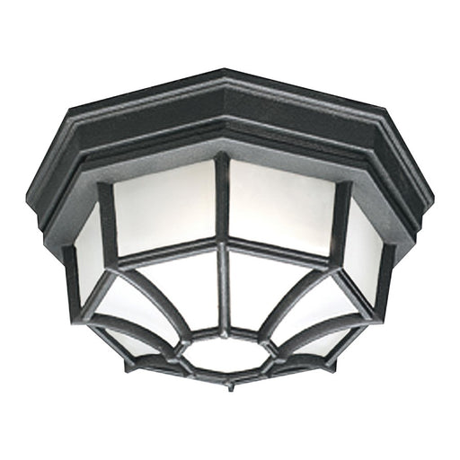 Atlas Lighting Cirque 10.5''W 1Lt Outdoor Flush Mount, Black/White - OL11385-BK