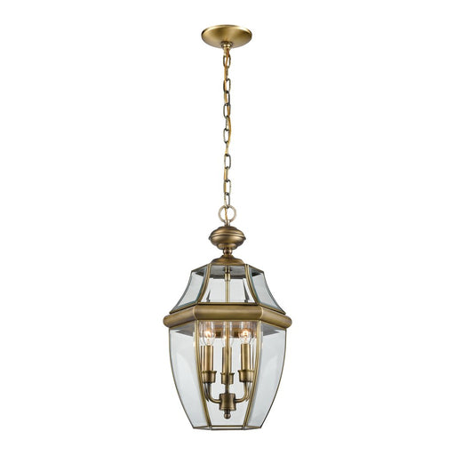 Atlas Lighting Ashford 12'' Wide 3Lt Outdoor Pendant, Brass/Clear