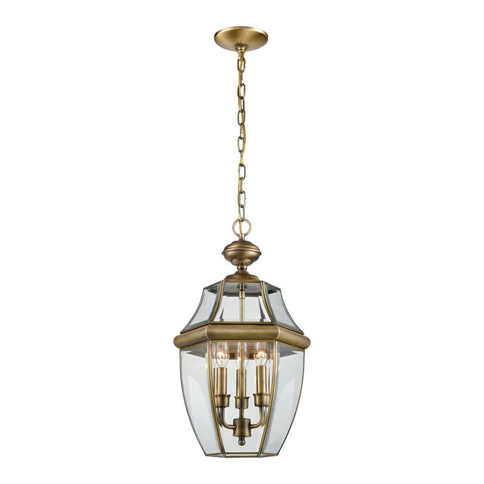 Atlas Lighting Ashford 12'' Wide 3Lt Outdoor Pendant, Brass/Clear