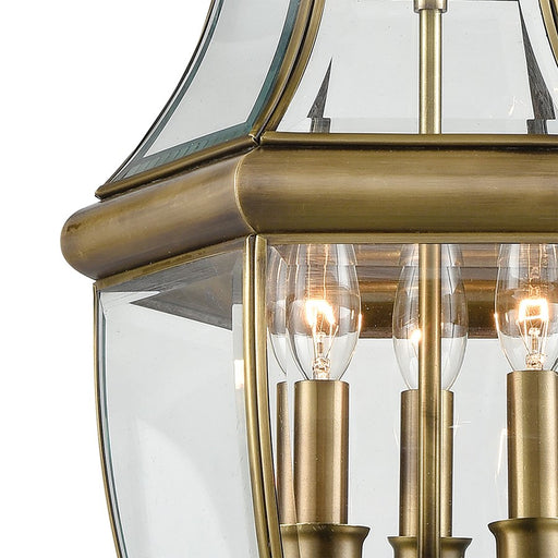 Atlas Lighting Ashford 12'' Wide 3Lt Outdoor Pendant, Brass/Clear