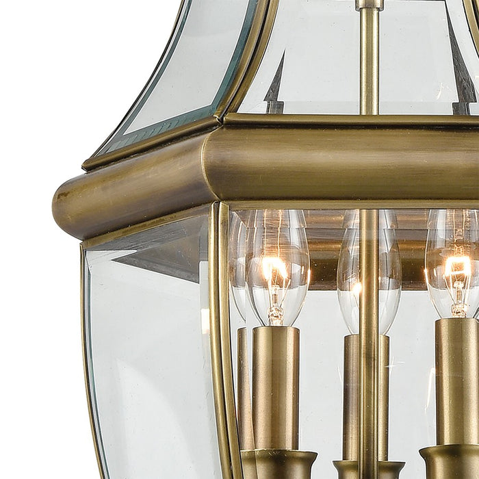 Atlas Lighting Ashford 12'' Wide 3Lt Outdoor Pendant, Brass/Clear