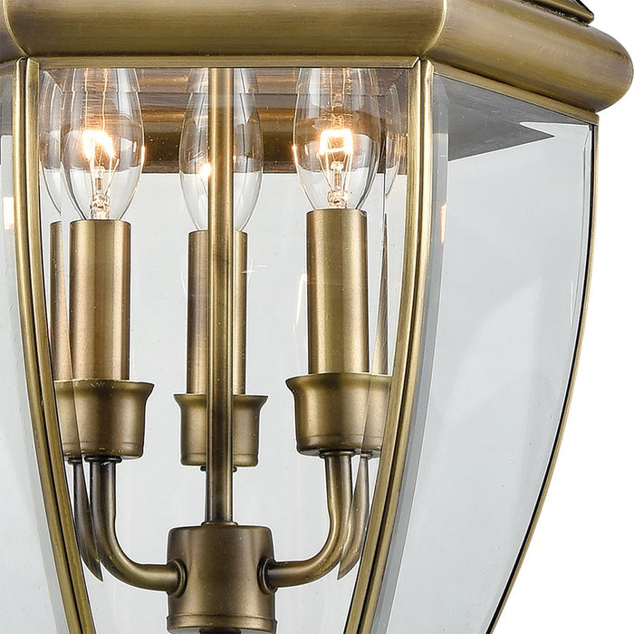 Atlas Lighting Ashford 12'' Wide 3Lt Outdoor Pendant, Brass/Clear