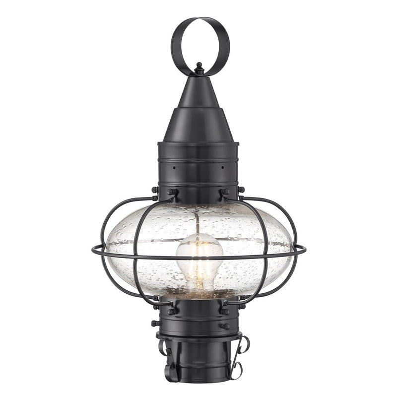 Atlas Lighting Classic Onion 17.5in 1-Light Outdoor Post Light | Coastal Gunmetal Metal and Seeded Glass | Garden & Pathway | Model OL11394-GY