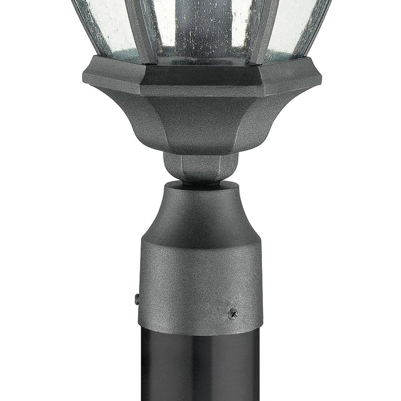 Atlas Covington 21in 1-Light Outdoor Post Light | Traditional Black Metal and Seeded Glass | Driveway & Garden Path | Model OL11395-BK