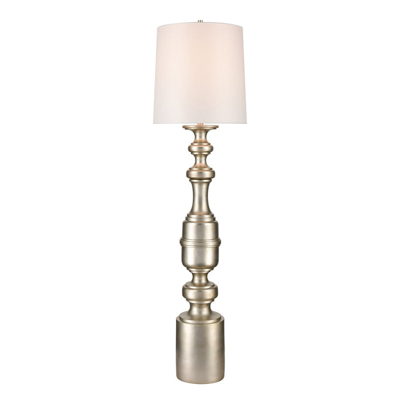 Atlas Lighting Cabello 78in 1-Light Floor Lamp | Transitional Antique Silver and White Fabric | Living Room & Hallway | Model PL11005-SV
