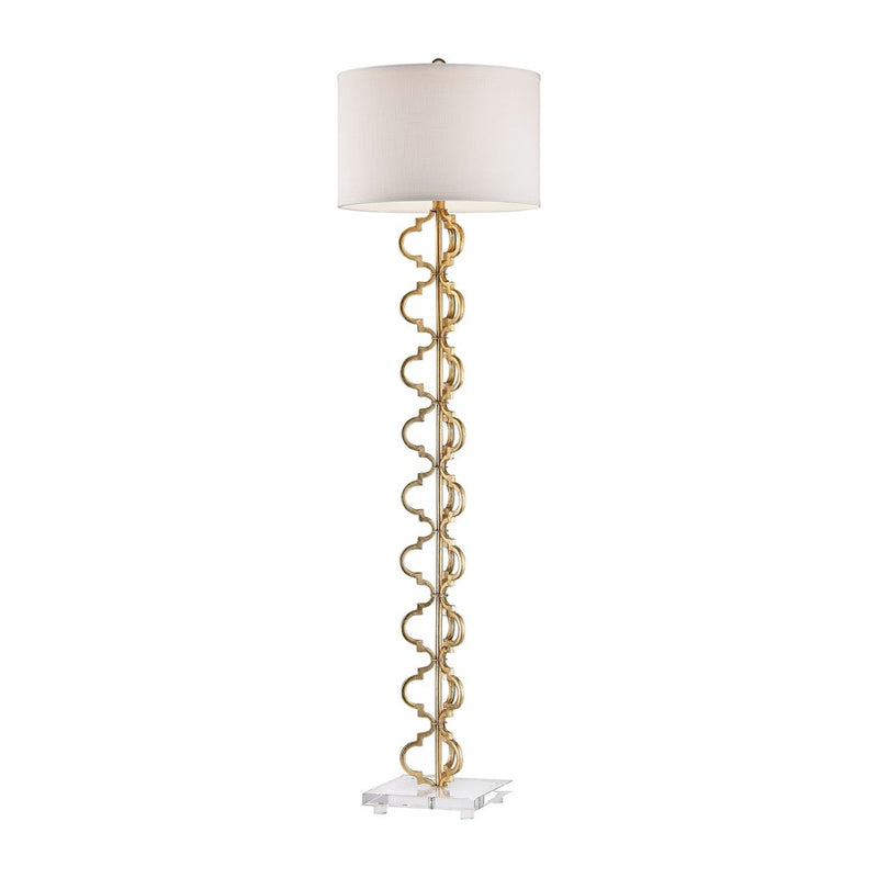 Atlas Lighting Castile 62in 1-Light Floor Lamp | Transitional Gold Leaf and White Fabric | Living Room & Bedroom | 17 x 17 x 62 in | Model PL11006-GD