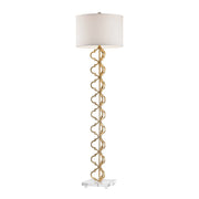 Atlas Lighting Castile 62in 1-Light Floor Lamp | Transitional Gold and White Fabric Shade | Living Room & Bedroom | Model PL11006-GD2