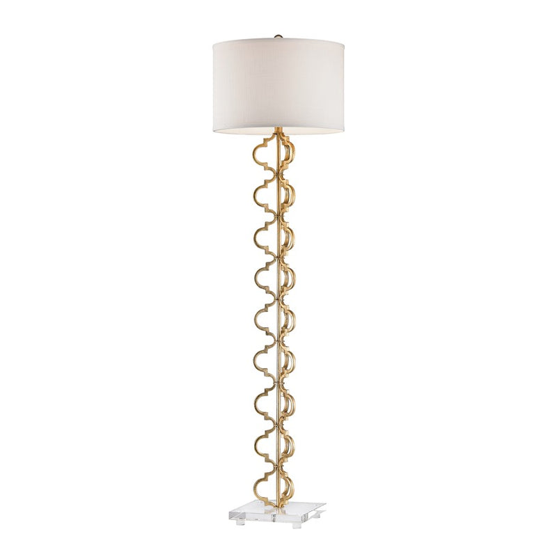 Atlas Lighting Castile 62in 1-Light Floor Lamp | Transitional Gold and White Fabric Shade | Living Room & Bedroom | Model PL11006-GD2