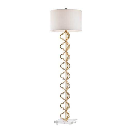 Atlas Lighting Castile 62in 1-Light Floor Lamp | Transitional Gold and White Fabric Shade | Living Room & Bedroom | Model PL11006-GD2