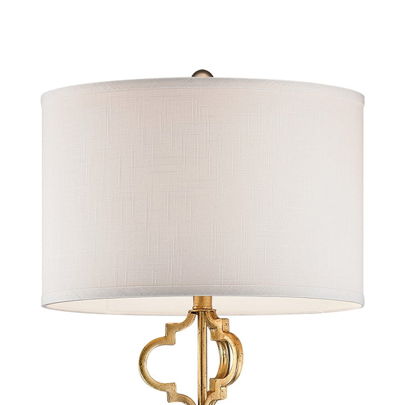 Atlas Lighting Castile 62in 1-Light Floor Lamp | Transitional Gold and White Fabric Shade | Living Room & Bedroom | Model PL11006-GD2