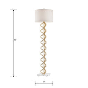 Atlas Lighting Castile 62in 1-Light Floor Lamp | Transitional Gold and White Fabric Shade | Living Room & Bedroom | Model PL11006-GD2