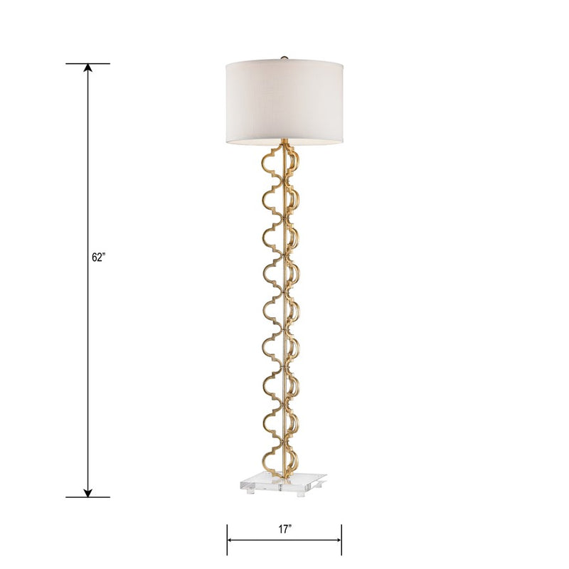 Atlas Lighting Castile 62in 1-Light Floor Lamp | Transitional Gold and White Fabric Shade | Living Room & Bedroom | Model PL11006-GD2