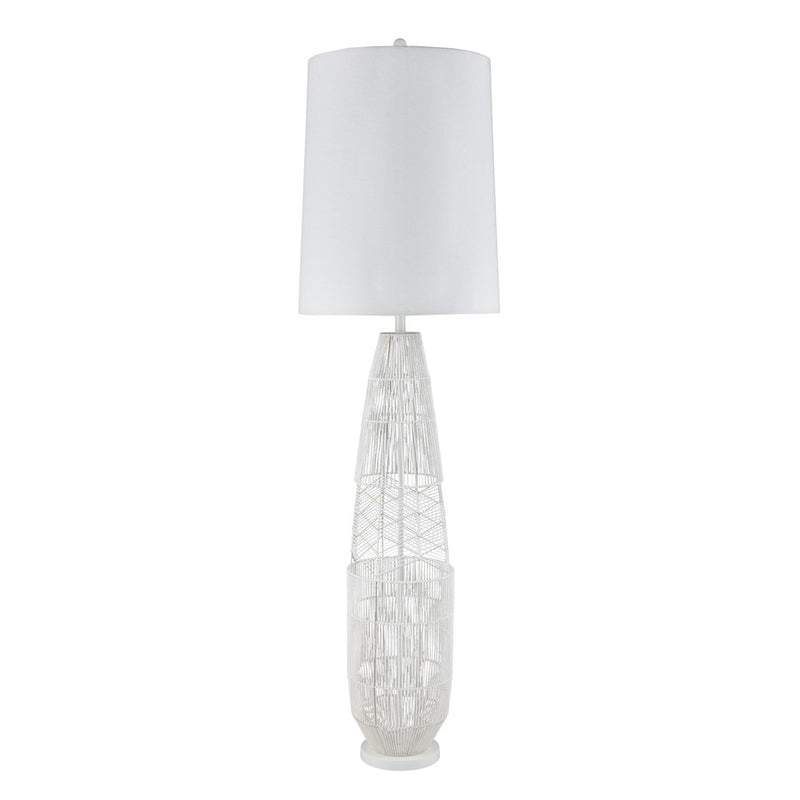 Atlas Lighting Husk 63in 1-Light Floor Lamp | Transitional White and Natural Rope | Living Room & Bedroom | 19 x 19 x 63 in | Model PL11010-WH