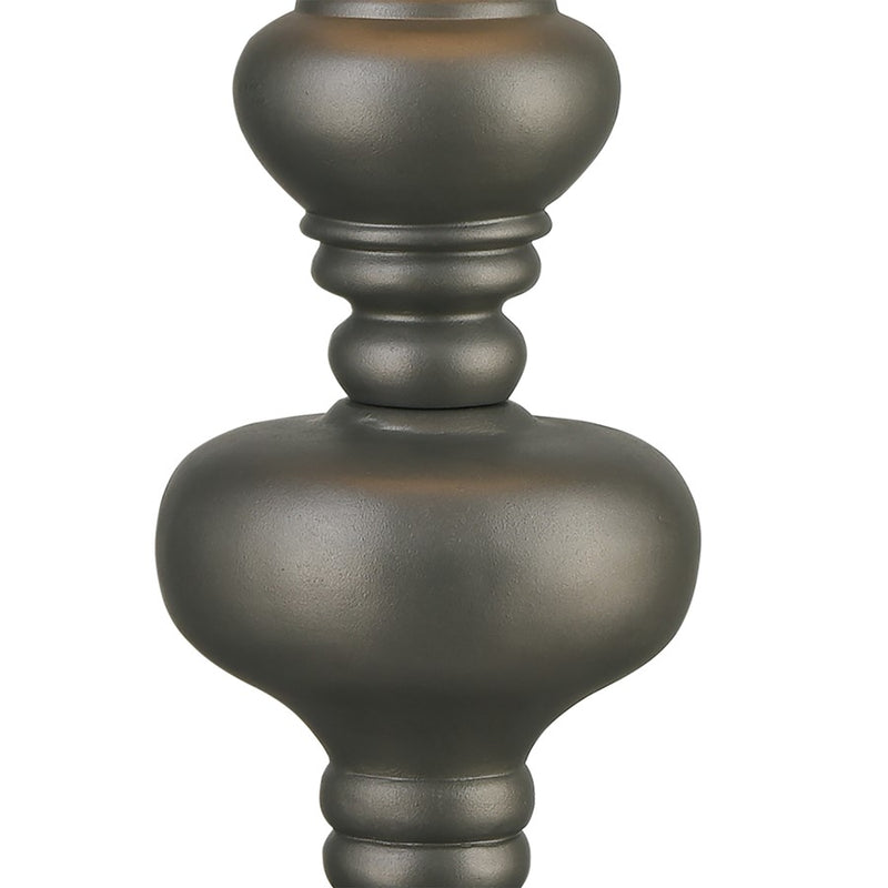 Atlas Lighting Meymac 74in 1-Light Floor Lamp | Transitional Dark Pewter and White Fabric Shade | Living Room & Bedroom | Model PL11015-GY