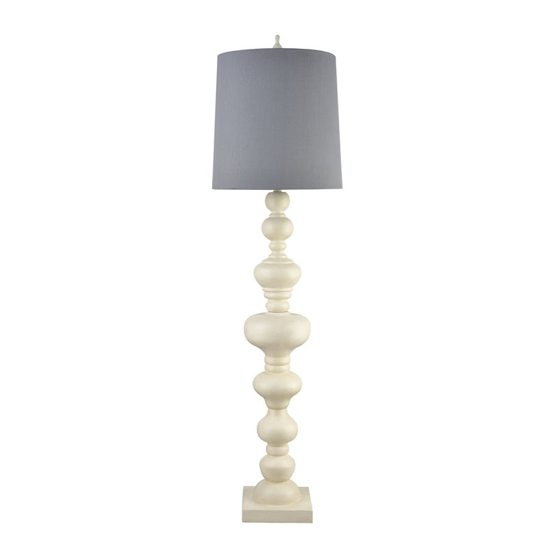 Atlas Lighting Meymac 74in 1-Light Floor Lamp | Transitional Matte White and Gray Fabric Shade | Living Room & Bedroom | Model PL11015-WH