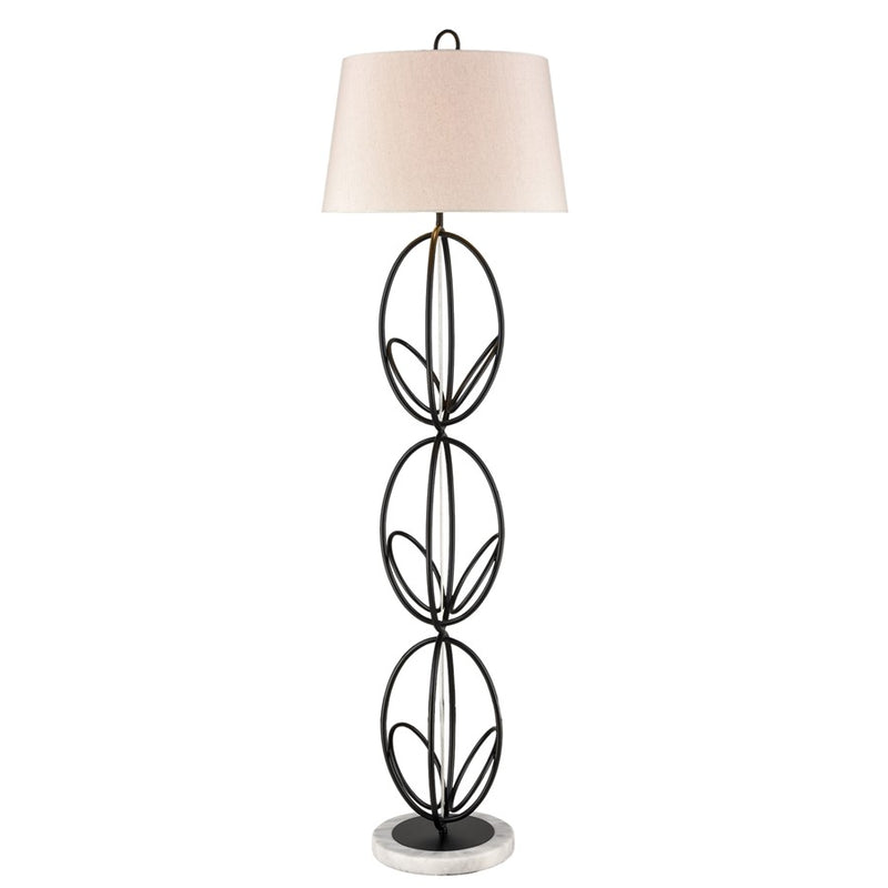 Atlas Lighting Morely 63in 1-Light Floor Lamp | Transitional Matte Black and Brown Fabric Shade | Living Room & Bedroom | Model PL11016-BK