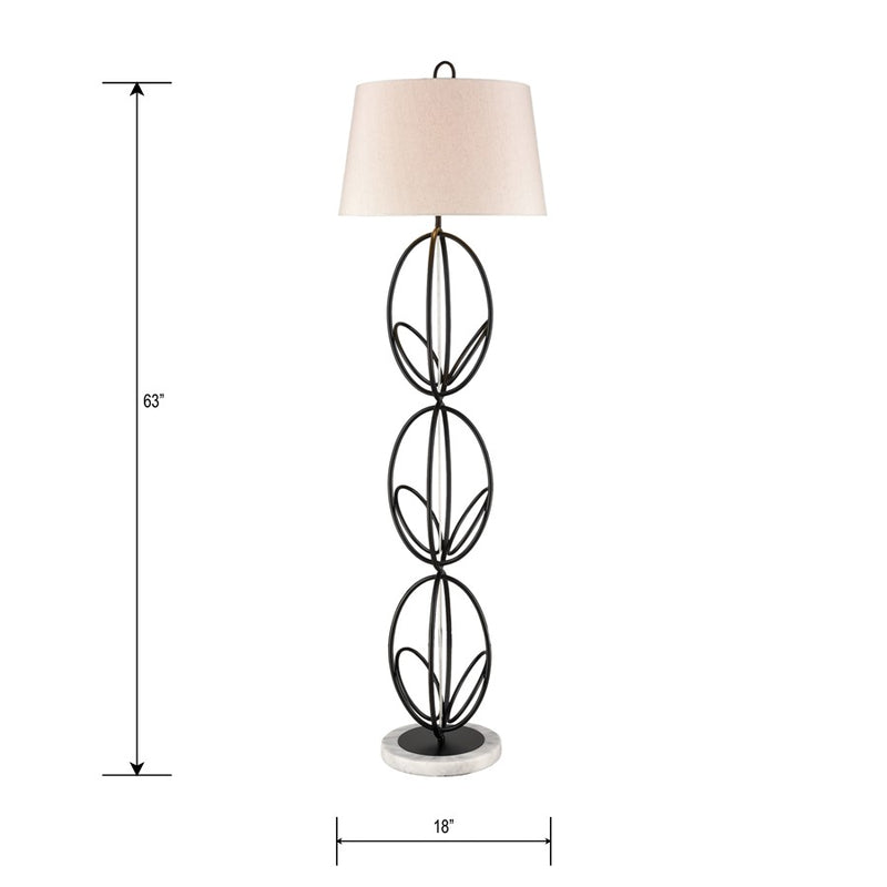 Atlas Lighting Morely 63in 1-Light Floor Lamp | Transitional Matte Black and Brown Fabric Shade | Living Room & Bedroom | Model PL11016-BK