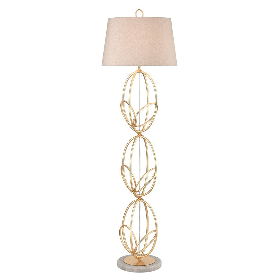 Atlas Lighting Morely 63'' High 1Lt Floor Lamp, Gold Leaf/Brown