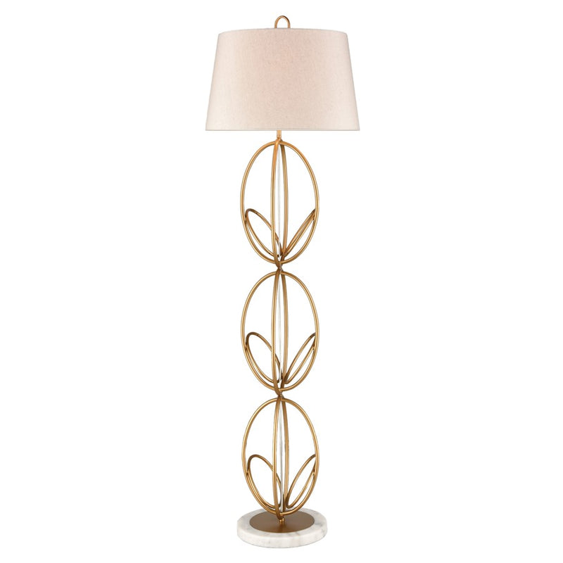 Atlas Lighting Morely 63in 1-Light Floor Lamp | Transitional Gold Metal and White Marble Base | Living Room & Bedroom | Model PL11016-GD2