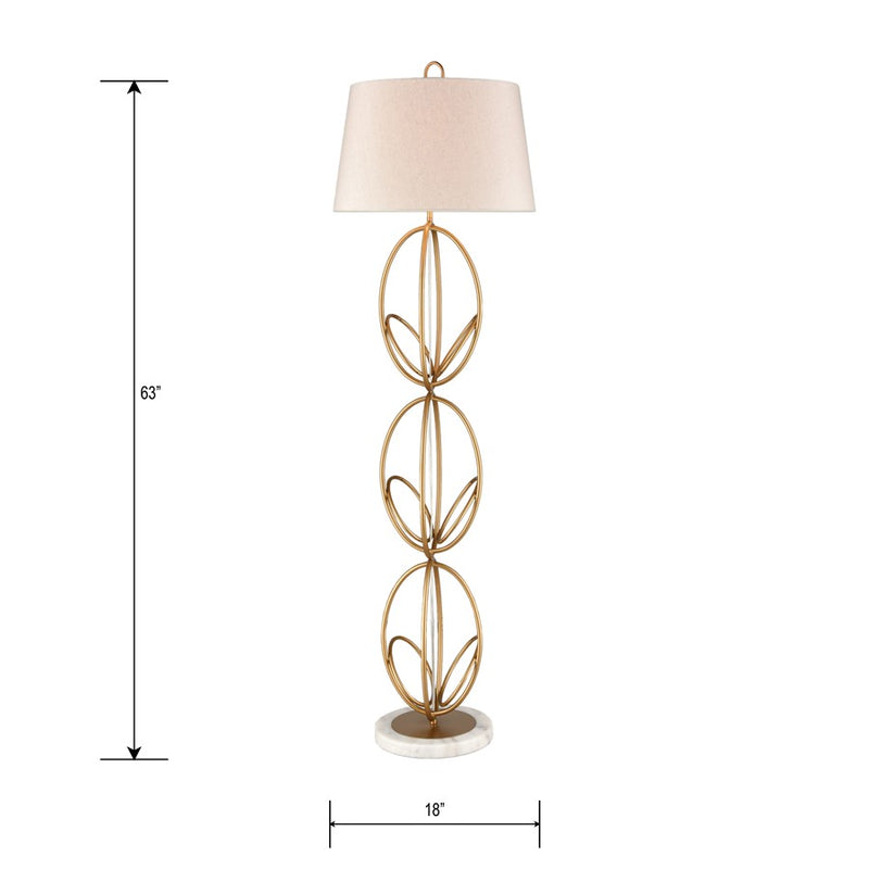 Atlas Lighting Morely 63in 1-Light Floor Lamp | Transitional Gold Metal and White Marble Base | Living Room & Bedroom | Model PL11016-GD2