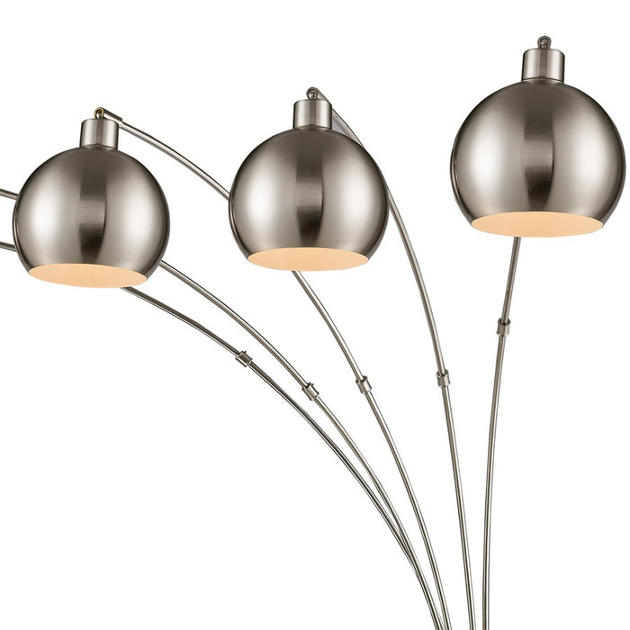Atlas Lighting Peterborough 85.5''H 5Lt Floor Lamp, Nickel/Nickel