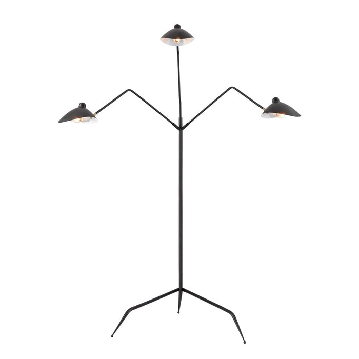 Atlas Lighting Risley 81.5'' High 3Lt Floor Lamp, Matte Black/Black