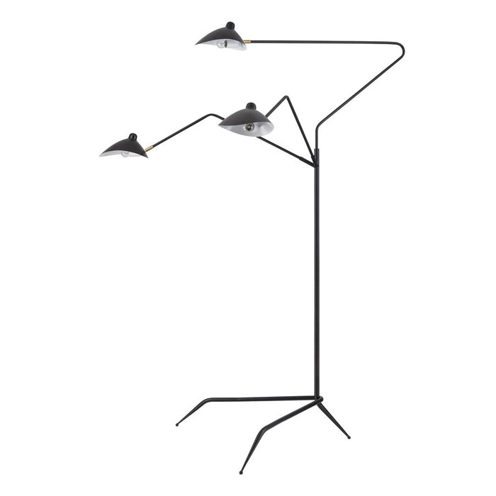 Atlas Lighting Risley 81.5'' High 3Lt Floor Lamp, Matte Black/Black