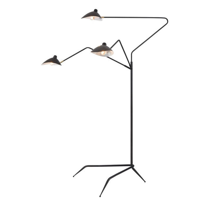 Atlas Lighting Risley 81.5'' High 3Lt Floor Lamp, Matte Black/Black