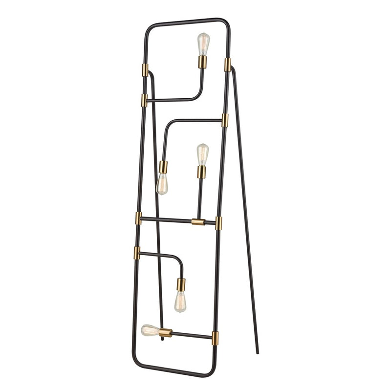 Atlas Lighting Think Tank 64in 5-Light Floor Lamp | Modern Black and Aged Brass Metal | Living Room & Bedroom | 18 x 15 x 64 in | Model PL11023-BK
