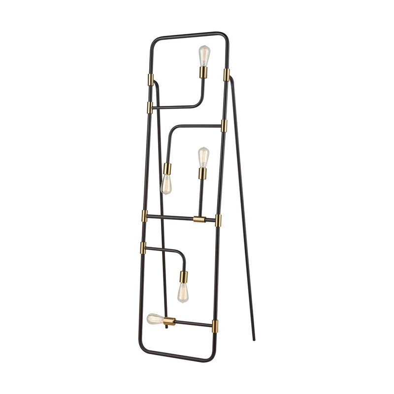 Atlas Lighting Think Tank 64in 5-Light Floor Lamp | Modern Black and Aged Brass Metal | Living Room & Bedroom | 18 x 15 x 64 in | Model PL11023-BK