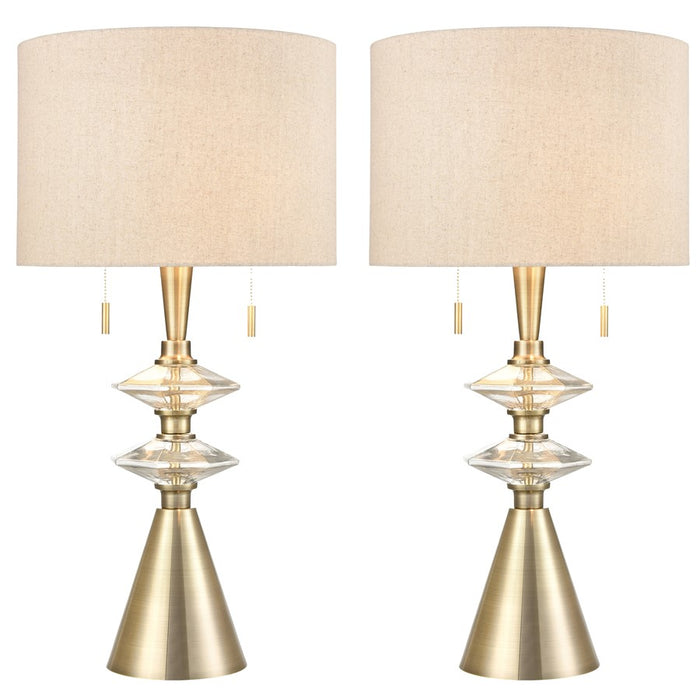 Atlas Lighting Annetta 33''H 2Lt Table Lamp Set of 2, Brass/White