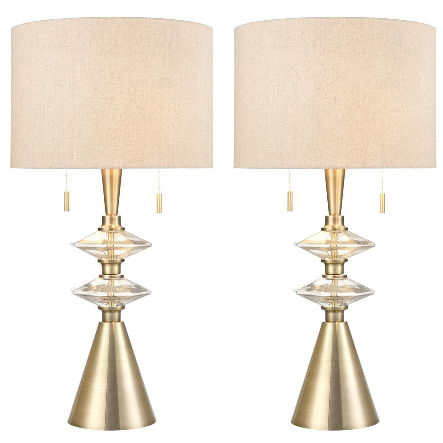 Atlas Lighting Annetta 33''H 2Lt Table Lamp Set of 2, Brass/White