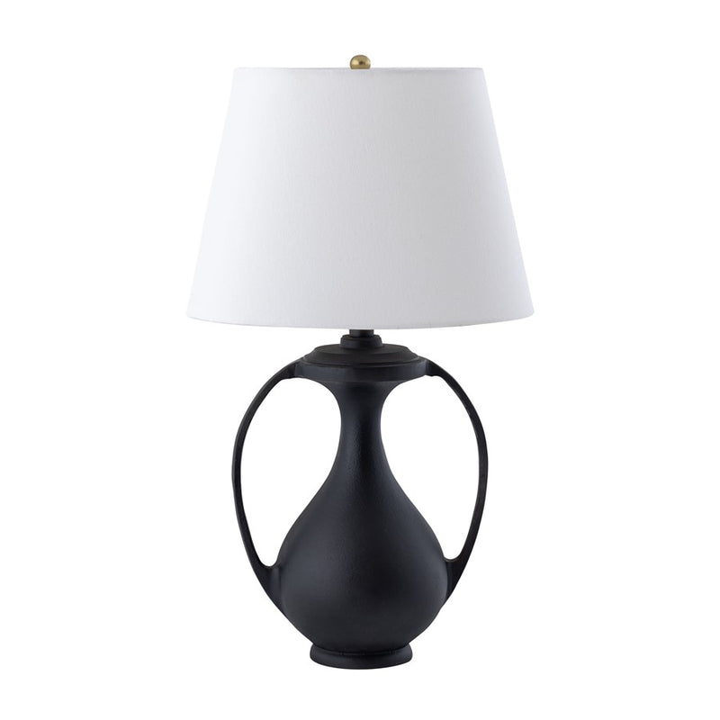 Atlas Lighting Anpell 25in 1-Light Table Lamp | Traditional Matte Black and White Fabric | Living Room & Bedroom | 14 x 14 x 25 in | Model PL11031-BK