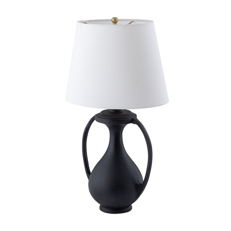 Atlas Lighting Anpell 25in 1-Light Table Lamp | Traditional Matte Black and White Fabric | Living Room & Bedroom | 14 x 14 x 25 in | Model PL11031-BK