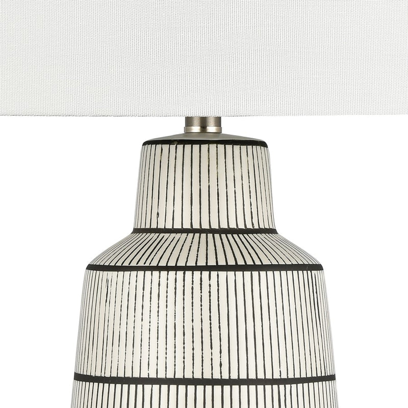 Atlas Lighting Ansley 30in 1-Light Table Lamp | Transitional Gray Wash Earthenware and Satin Nickel | Living Room & Bedroom | Model PL11032-WH