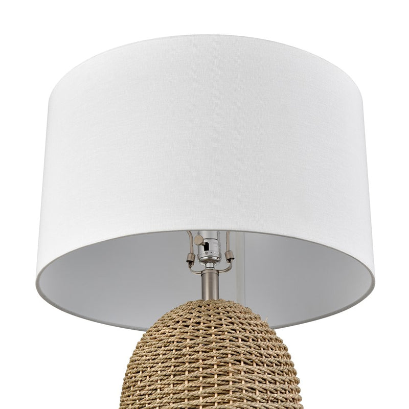 Atlas Lighting Coe 32in 1-Light Table Lamp | Transitional Natural Rope and White Fabric Shade | Living Room & Bedroom | Model PL11043-NA